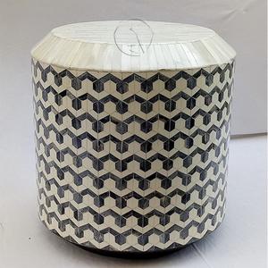 Table à tiroirs en os incrusté de la marque ILAHI, design moderne, détails en agate, rangement à trois niveaux, meuble portable pour la maison - Product Image 5