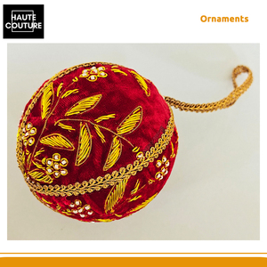 Exportador Mundial que Vende Adornos Festivos Colgantes en Forma de Bola Roja de Terciopelo, Hechos a Mano en India, para Decoración del Hogar - Product Image 3