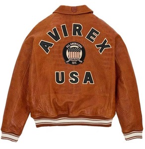 Chaqueta de Cuero Avirex para Hombre, Edición Especial, Chaqueta Bomber de Cuero con Cuello Alto, Chaqueta Avirex de Cuero para Hombre, Alta Venta - Product Image 2