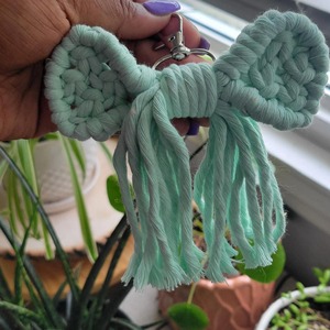 Colorful Bow Shape Macrame Key Chain Handmade Rainbow Rope Bag <b>Charm</b> Cute Aesthetic <b>Keyring</b> Accessory From India - Product Image 2