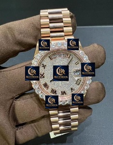 Reloj Blue Moon Unisex de Oro Rosa con Diamantes Moissanite VVS, Cristal de Zafiro, Movimiento Mecánico Automático, Resistente al Agua 3BAR - Product Image 1