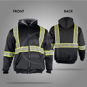 Sudadera de Alta Visibilidad Clase 2, Chaqueta de Seguridad Reflectante con Franjas Negras y Amarillas, Cierre Completo con Bolsillo Frontal, Diseño con Logotipo, Impermeable - Product Image 2