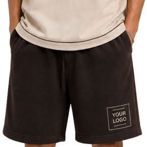 Beige And Dark Brown Mens Oversized <b>T</b> <b>Shirt</b> And Shorts Set Customized Logo Contrast Stitching Casual Streetwear Two Piece Set - Product Image 5