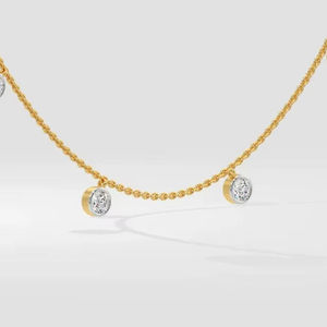 Collier unisexe en or jaune avec diamant synthétique, taille brillant rond, couleur G, style vintage, bijou à porter au quotidien, certifié IGI, cadeau - Product Image 2