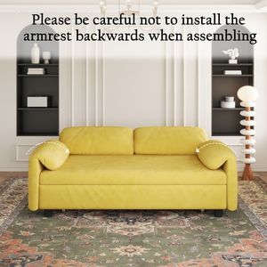Elegante Divano Letto in Velluto Giallo a Doppio Uso, Trasformabile in Letto Estraibile per Soggiorno - Product Image 2
