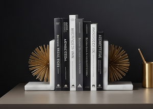 ที่วางหนังสือดีไซน์หรูหราสีทองประดับหินอ่อนสีขาว เหมาะสำหรับจัดหนังสืออย่างมีสไตล์และตกแต่งโต๊ะ - Product Image 3