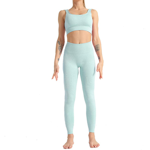 Ensemble de yoga pour femmes en marque propre, vêtements de sport sans couture pour la gym et le fitness, soutien-gorge de sport et leggings, tenue de yoga - Product Image 1