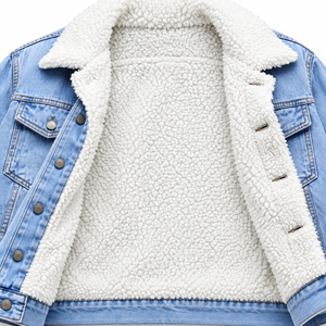 Chaqueta de Mezclilla Unisex con Forro de Sherpa, 100% Algodón, Cálida y Transpirable para Invierno, con Bolsillos, Estilo Casual, Corte Regular, Ropa Urbana - Product Image 5