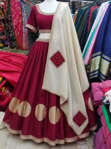 Conjunto de lehenga de algodón Gharchoda Choli premium con trabajo de jari y dupatta de seda suave con parches tradicionales (40 cholis sankar) - Product Image 5