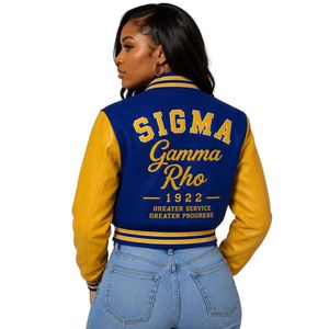 เสื้อแจ็คเก็ต Sigma Gamma Rho สีน้ำเงิน ตัวอักษรกรีกสีทอง เสื้อแจ็คเก็ตชมรมนักศึกษา ปักลายตามสั่ง เสื้อแจ็คเก็ตทีมมหาวิทยาลัย แบบ unisex สไตล์สตรีท - Product Image 2