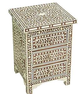 Commode moderne bleue en os incrusté, meuble en bois fait main pour salon, chambre à coucher, table d'appoint - Product Image 6