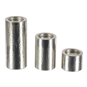 Modern Hammered <b>Silver</b> Pillar Candle Holder Set of 3 Industrial Metal Cylindrical <b>Candlesticks</b> for Luxury Home & Hotel Decor - Product Image 2