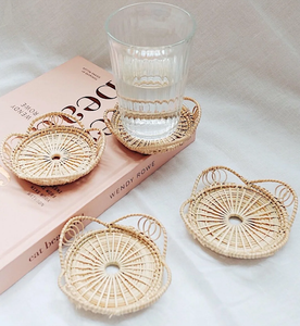Posavasos de Ratán de la Mejor Calidad, Juego de 4 Piezas, Tejidos a Mano, Decoración de Mesa Elegante, Estilo Boho - Product Image 6