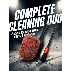 Cepillo para Llantas de Mango Corto con Cerdas Suaves, Kit de Lavado de Autos para Llantas y Neumáticos, Incluye Cepillo para Detalles Interiores y Rejillas de Ventilación - Product Image 4