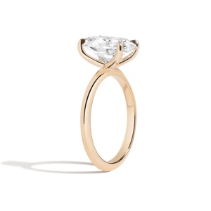 Signature Rail-less Oval Engagement Ring 14K Solid Gold Pear Cut Diamond IGI Certified Anniversary Wedding Gift - Product Image 1