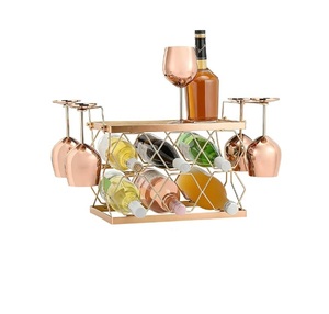 Support de rangement rectangulaire en métal noir à 2 niveaux pour 7 bouteilles de vin, décoratif, idéal pour la maison, le club ou le bar - Vente chaude - Product Image 3