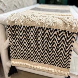 Mesa de algodón negro de 40x120 cm con corredor tejido con borlas para el hogar, comedor y cocina de Hotel, caminos de mesa, categoría de producto - Product Image 1