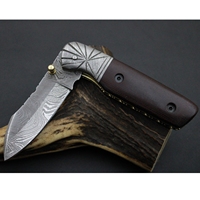 Couteau pliant artisanal avec manche en Micarta, finition polie, lame en acier Damas, classique, pour usage extérieur, tâches quotidiennes de découpe, DIY, OEM
