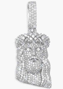 จี้พระเยซูทรงกลมประดับเพชรโมอิสซาไนต์ เงินแท้ 925  งานฮิปฮอป - Product Image 1