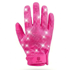 Guantes de Fútbol Americano Personalizados de Alta Calidad, Transpirables, con Pedrería, Color Rosa, para Hombre - Product Image 1
