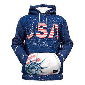 Sweat-shirt à capuche pour homme avec imprimé drapeau américain, pull à capuche bleu en polyester tricoté, style automne, sweat-shirt à sublimation pour homme - Product Image 1