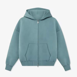 Solid Colour Oversized Cotton Full Zip Men Hoodie Factory Manufactured Hooded French Terry Sweatshirt Casual Style Winter Wear - Product Image 1
