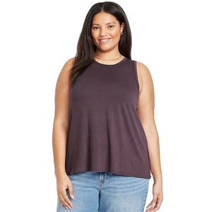 Camiseta sin mangas personalizada OEM para mujer, chaleco liso de corte holgado, camiseta informal suave de mezcla de algodón con cuello redondo para ropa de verano, venta al por mayor - Product Image 2