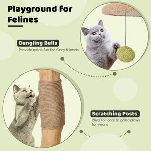 43-Inch Wooden Cat Tree with <b>Padded</b> Top Perch for <b>Scratching</b> and Napping - Product Image 5