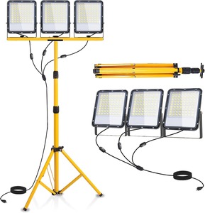 Lámparas de Trabajo LED de 50000 Lúmenes con Soporte - Lámpara de Trabajo Portátil de 3 Cabezas con Soporte Ajustable e Impermeable, para Obras de Construcción - Product Image 1
