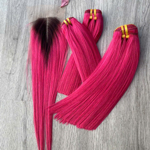 Cheveux humains naturels roses à racines foncées, lisses comme des baguettes, en dentelle, vente en gros, cheveux humains bruts de haute qualité, 100 % naturels - Product Image 5