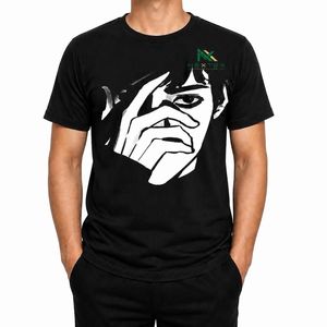 T-shirt graphique personnalisé monochrome avec portrait de visage, pour homme, style minimaliste, col rond, streetwear, vente en gros OEM - Product Image 2
