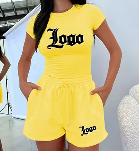 Ensemble de 2 pièces pour femmes, t-shirt et short tendance, 100% coton, ensembles pour femmes pour un usage décontracté, prix bas, ensembles de shorts - Product Image 6