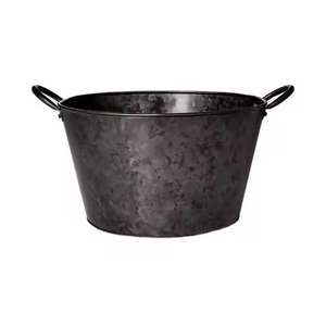 Ensemble de jardinières en métal galvanisé très tendance, forme ovale avec poignées, durables pour une utilisation en extérieur, pour fleurs et plantes vertes - Product Image 5