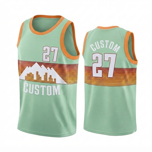 Uniforme de Baloncesto Personalizado al por Mayor, Color Verde Menta, con Números y Nombres del Equipo, Sin Mangas, Transpirable, de Malla, Secado Rápido, 100% Poliéster - Product Image 1