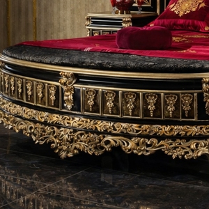 Cama de Lujo King Size de Madera de Caoba Sólida Estilo Rococó Clásico del Palacio Real con Armario y Tocador para Dormitorio, Hogar u Hotel - Product Image 6