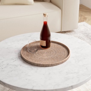 Round Plant Fiber Decorative Tray Bohemian Style Abstract Pattern Handwoven Bamboo Rattan Craft Single Piece - Product Image 6