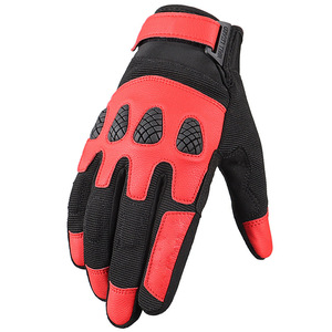 Guantes de Carreras de Dedo Completo, Material PU Antideslizante, para Ciclismo al Aire Libre, Unisex, Cierre de Velcro, Rojo y Negro - Product Image 2