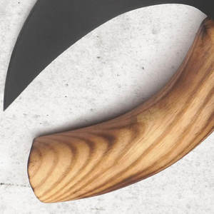 Custom Handmade High Carbon Steel Pizza Cutter Wheel Ulu Knife Premium Wooden Handle Kitchen Axe with Genuine Leather Sheath - Product Image 2