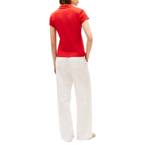 Polo personnalisé à logo brodé, coupe slim, pour femme, en tissu piqué extensible et respirant, haut de gamme, décontracté. - Product Image 2