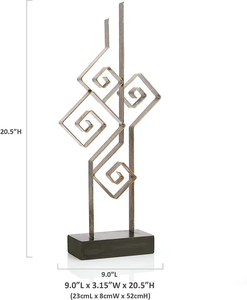 ประติมากรรมโลหะนามธรรมสมัยใหม่สำหรับตกแต่งบ้าน งานศิลปะเรขาคณิตสำหรับวางบนโต๊ะ พร้อมฐานสีดำสุดหรู - Product Image 2