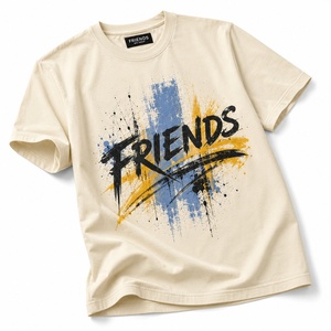 Men's <b>Cream</b> Short Sleeve <b>T</b>-<b>Shirt</b> With Letter Print O-Neck Regular Fit Casual Style 100% Cotton Breathable Jersey Fabric - Product Image 5