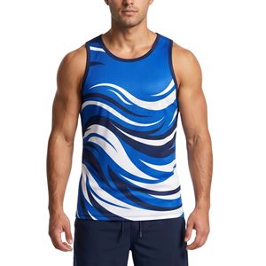 Contrast Strap <b>Navy</b> Performance Polyester Sportswear Men Tank <b>Top</b> Moisture Wicking Athletic Vest Men Tank <b>Tops</b> - Product Image 5