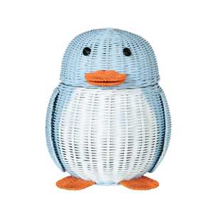 Rattan Penguin Toy Storage <b>Basket</b> Bin For Children Bedroom Nursery Room <b>Wicker</b> Penguin Animal Wholesale - Product Image 3