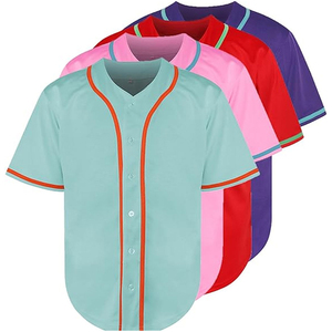 Fan baseball jersey classic button front breathable fabric short sleeves relaxed fit perfect for cheering at <b>games</b> team events - Product Image 1