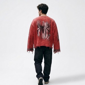 เสื้อสเวตเชิ้ตผู้ชายแบบย้อมสีเอซิด ลุคดิสเทรส พิมพ์ลายสกรีน คอกลม ผ้าถัก มีฮู้ด สกรีนโลโก้ได้ตามต้องการ สไตล์ลำลอง สตรีทแวร์ - Product Image 3