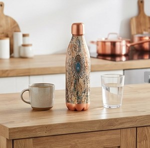 Botella de Agua Vintage de Cobre con Tapa de Rosca de Acero Inoxidable, Diseño Floral, Reutilizable, para Viajes y como Regalo Perfecto - Product Image 3