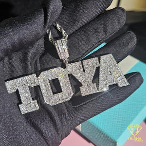 Custom " TOYA " <b>Name</b> Pendant Necklace Iced Out Moissanite Diamond Hip Hop <b>Chain</b> Luxury Personalized Jewelry - Product Image 5