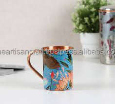 Mug en cuivre de qualité supérieure, design imprimé unique, artisanat écologique, Inde, logo personnalisable, fabricant, grossiste - Product Image 3