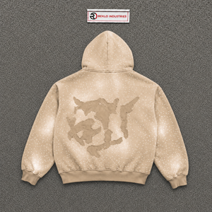 LUXURY BEIGE <b>PULLOVER</b> STREETWEAR OVERSIZED HOODIE Solid Pattern Cotton French Terry Casual Winter Embroidered Breathable - Product Image 6