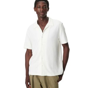 <b>Men</b> <b>White</b> <b>Short</b> <b>Sleeve</b> Button Up <b>Shirt</b> Classic Collar Regular Fit Minimalist Casual Summer <b>Shirt</b> Textured Fabric Custom Apparel - Product Image 4